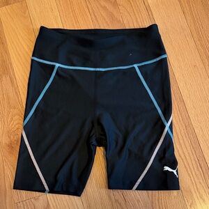 Puma Black Bike Shorts with Teal and Light pink Stitching